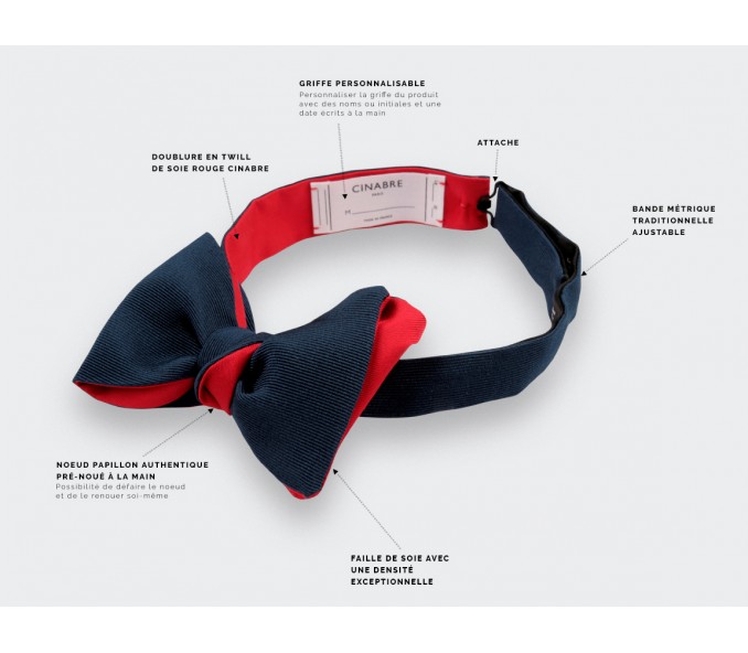 Cinabre Noeud Papillon Faille Bleu Marine