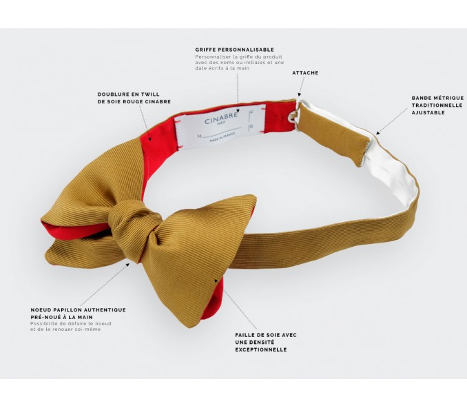 Cinabre Noeud Papillon Faille Jaune Moutarde