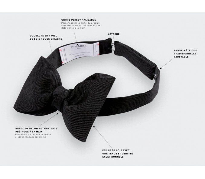 Cinabre Noeud Papillon Faille Noir