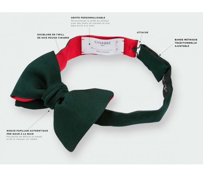 Cinabre Noeud Papillon Faille Vert Sapin