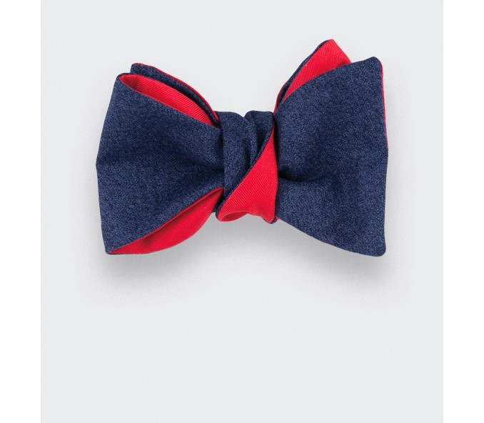 Cinabre Noeud Papillon Flanelle Bleu Marine