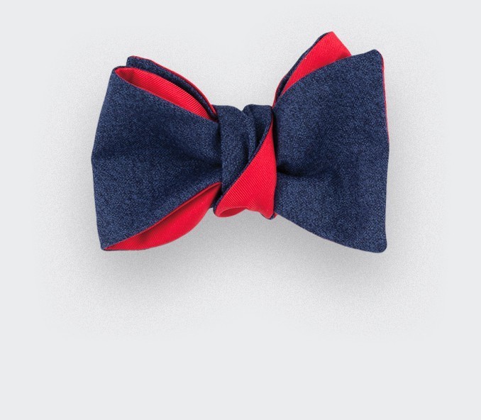 cinabre Noeud Papillon Flanelle Bleu Marine