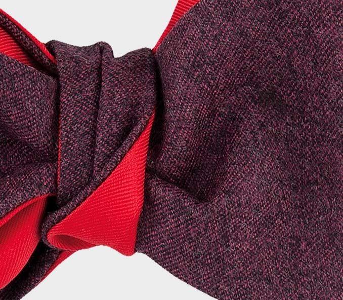 Cinabre Noeud Papillon Flanelle Bordeaux