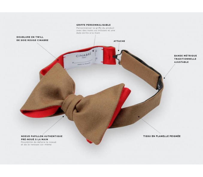 Cinabre Noeud Papillon Flanelle Camel