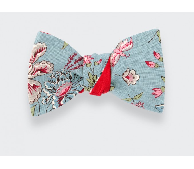 Cinabre Noeud Papillon Fleuri Bleu Clair