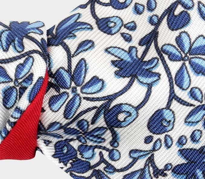Cinabre Noeud Papillon Fleuri Cinabre Blanc Bleu
