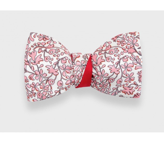 Cinabre Noeud Papillon Fleuri Cinabre Blanc Rose