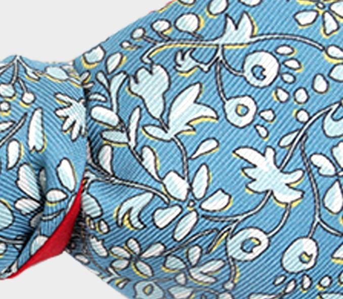 Cinabre Noeud Papillon Fleuri Cinabre Bleu Gris