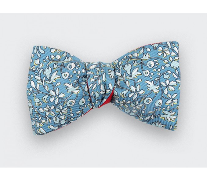 Cinabre Noeud Papillon Fleuri Cinabre Bleu Gris