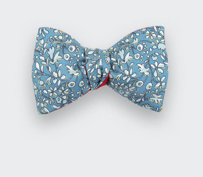 cinabre Noeud Papillon Fleuri Cinabre Bleu Gris