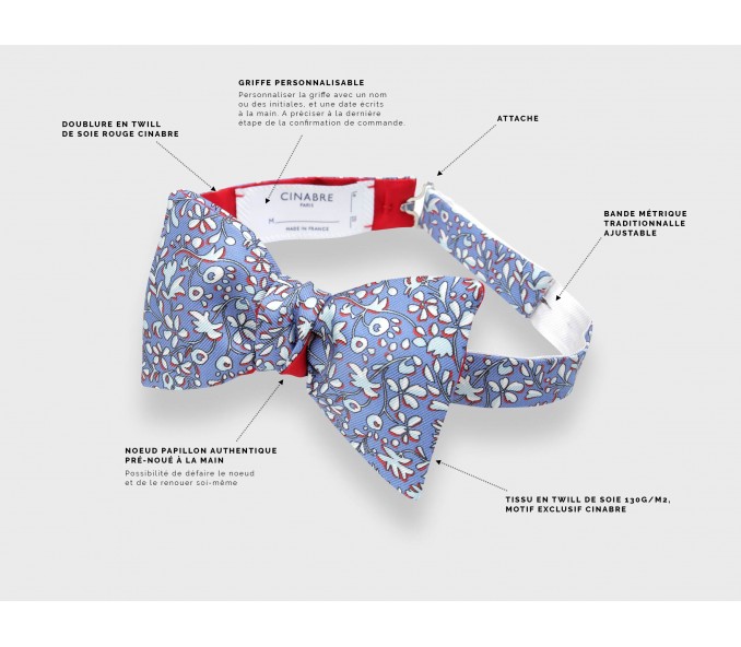 Cinabre Noeud Papillon Fleuri Cinabre Bleu Lavande