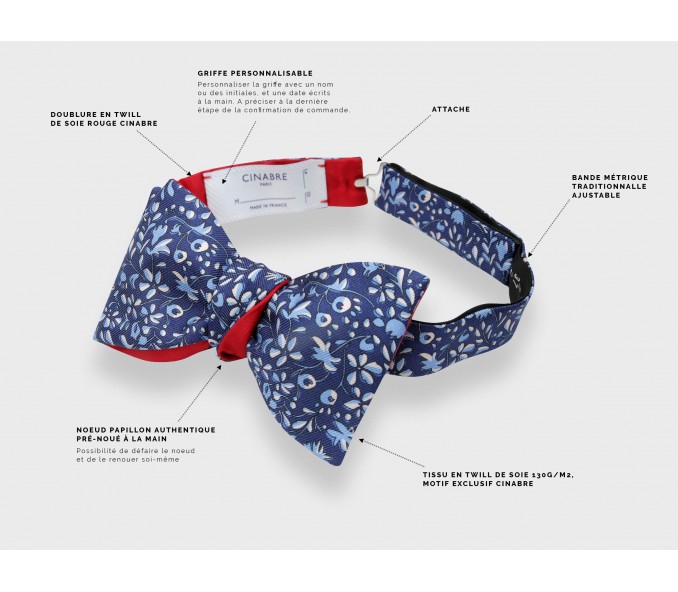 Cinabre Noeud Papillon Fleuri Cinabre Bleu Marine