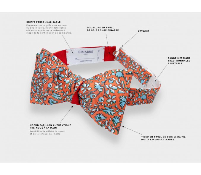 Cinabre Noeud Papillon Fleuri Cinabre Orange
