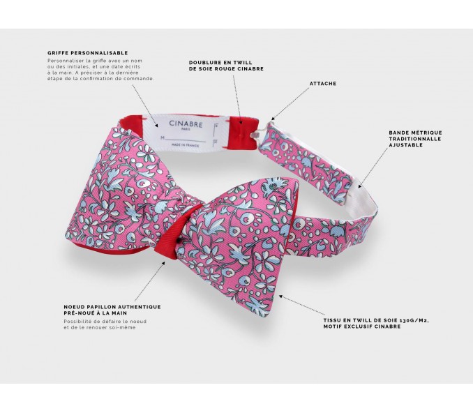 Cinabre Noeud Papillon Fleuri Cinabre Rose Vif