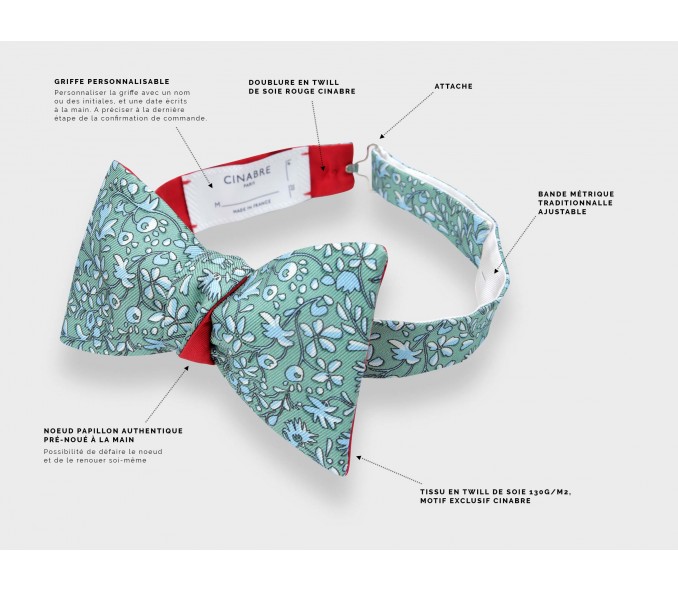 Cinabre Noeud Papillon Fleuri Cinabre Vert Sauge