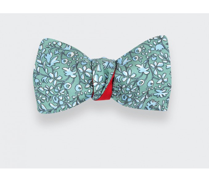 Cinabre Noeud Papillon Fleuri Cinabre Vert Sauge