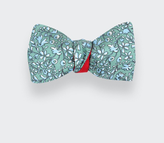 cinabre Noeud Papillon Fleuri Cinabre Vert Sauge