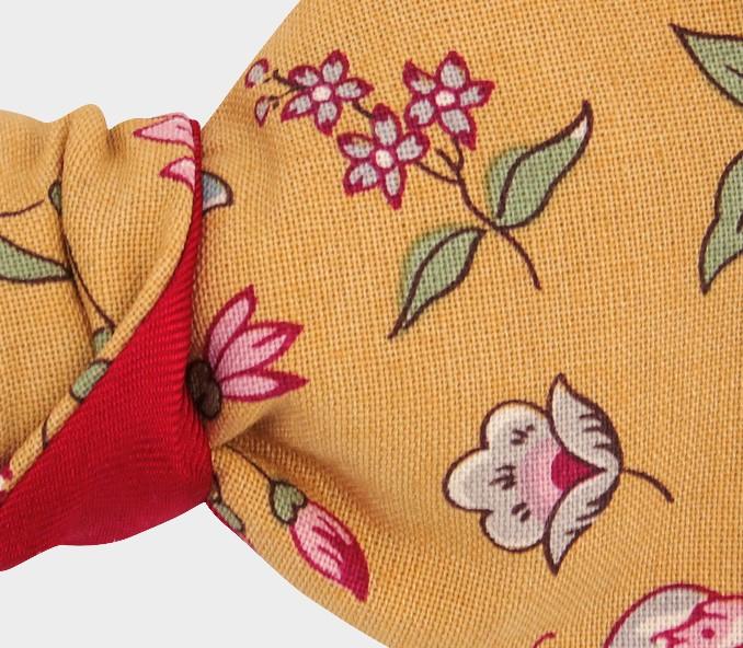 Cinabre Noeud Papillon Fleuri Moutarde