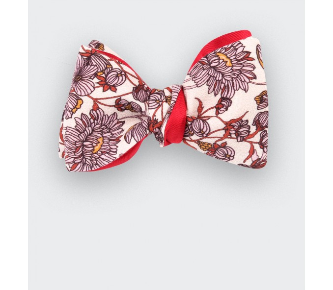 Cinabre Noeud Papillon Fleuri Rose Poudré