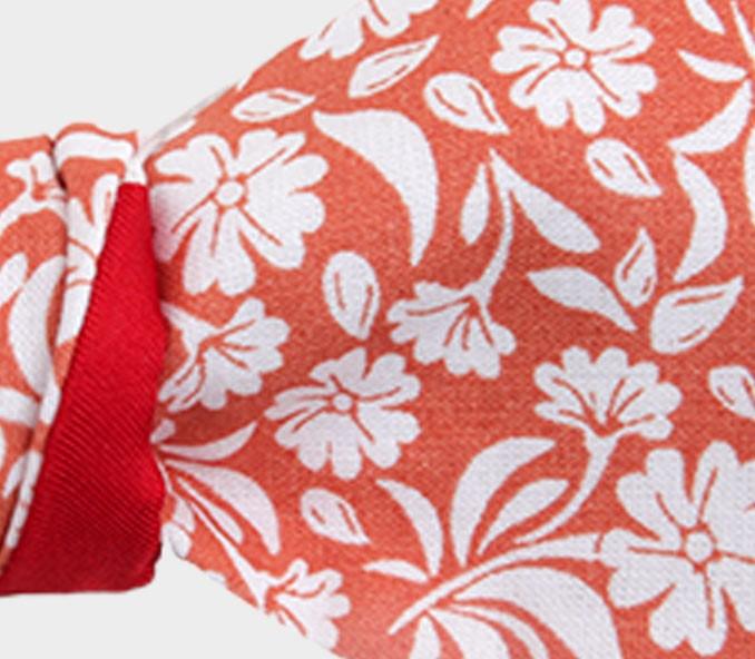 Cinabre Noeud Papillon Fleuri Surf Orange