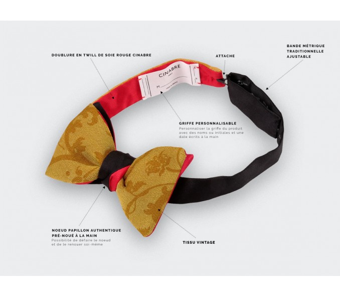 Cinabre Noeud Papillon Floral Français