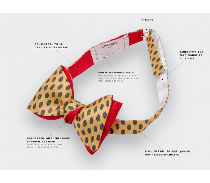 Cinabre Noeud Papillon Grand Pan Jaune