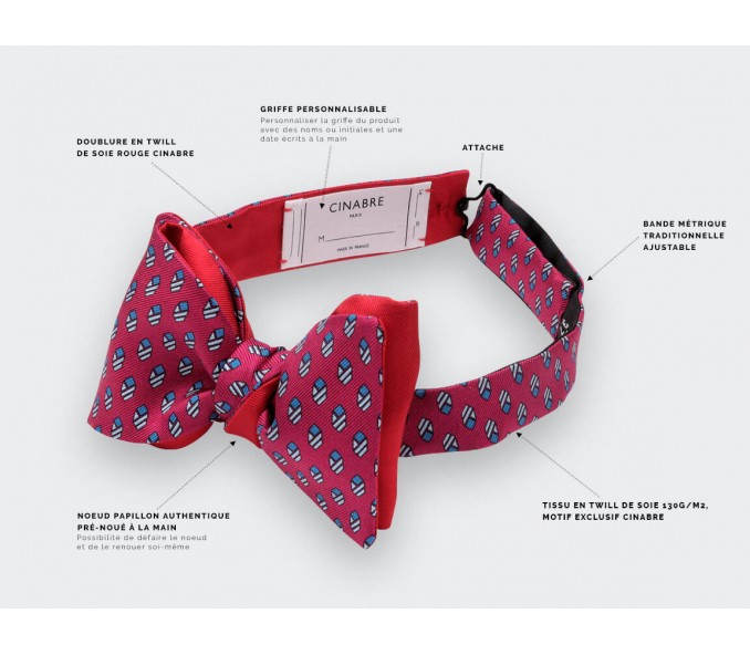 Cinabre Noeud Papillon Grand Pan Rose Vif