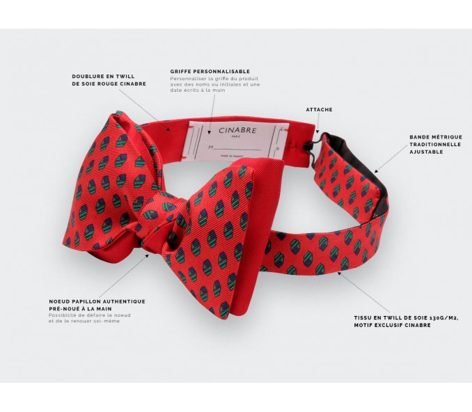 Cinabre Noeud Papillon Grand Pan Rouge