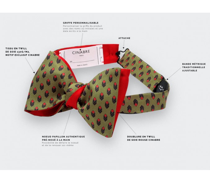 Cinabre Noeud Papillon Grand Pan Vert Olive