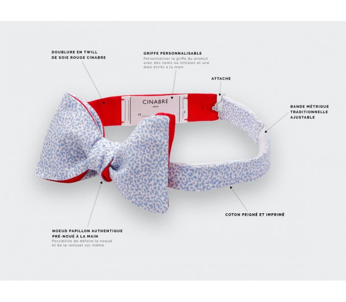 Cinabre Noeud Papillon Léopard Bleu
