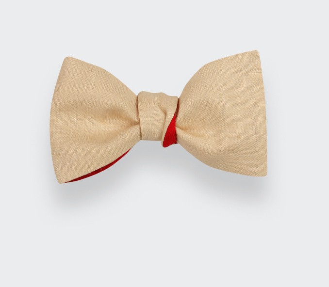 cinabre Noeud Papillon Lin Beige