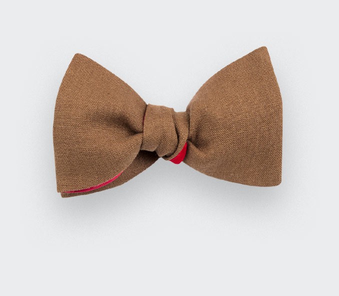 cinabre Noeud Papillon Lin Marron