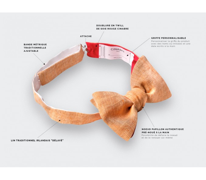 Cinabre Noeud Papillon Lin Orange