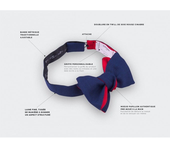 Cinabre Noeud Papillon Maille Bleu