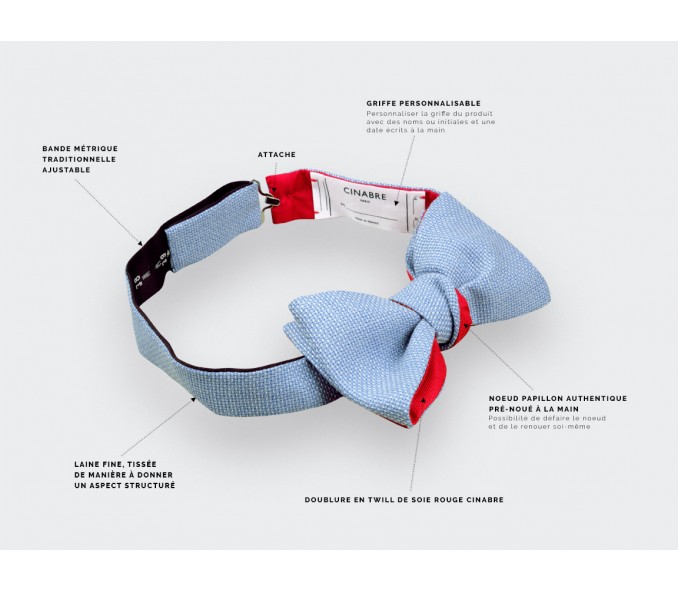 Cinabre Noeud Papillon Maille Bleu Ciel