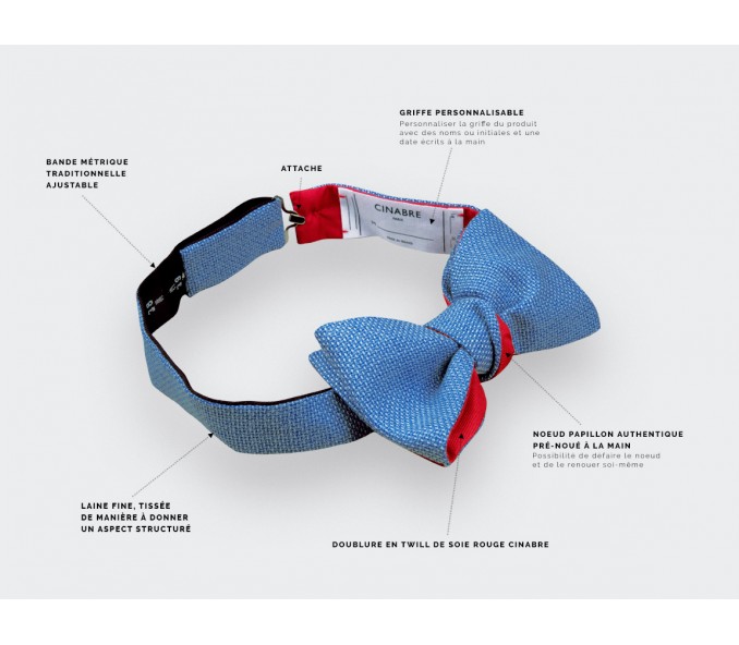 Cinabre Noeud Papillon Maille Bleu Clair