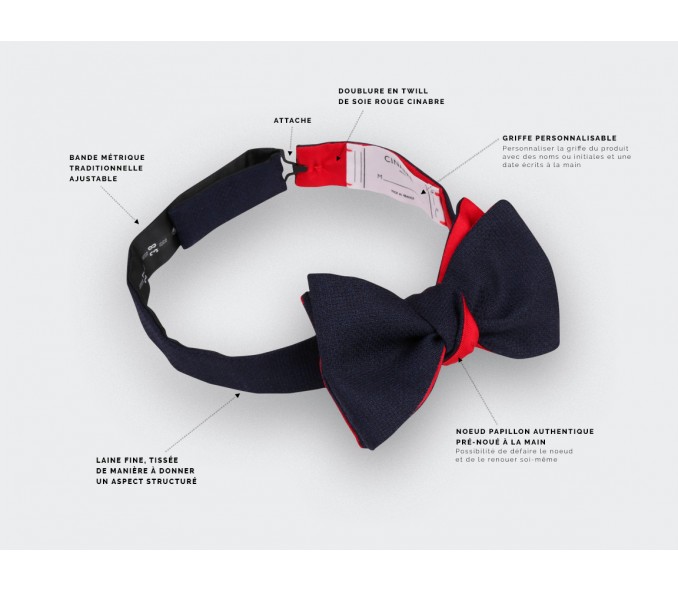 Cinabre Noeud Papillon Maille Bleu Marine