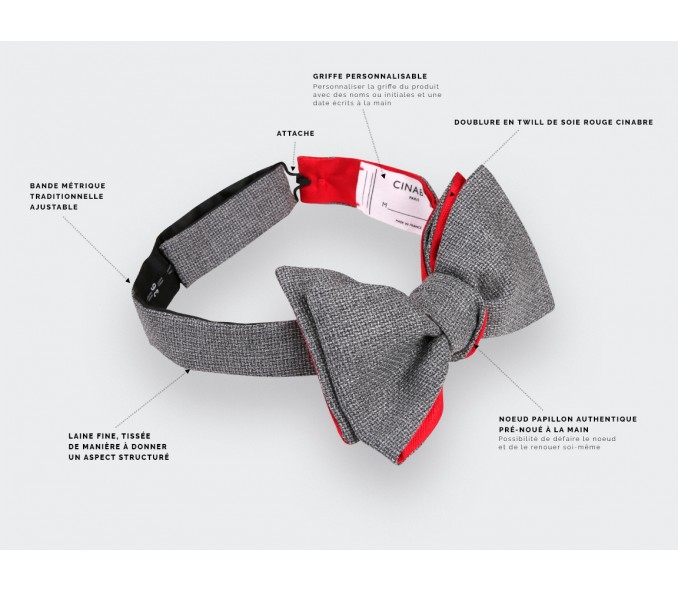 Cinabre Noeud Papillon Maille Gris