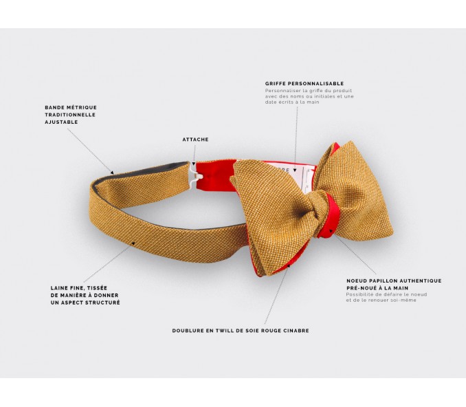 Cinabre Noeud Papillon Maille Moutarde