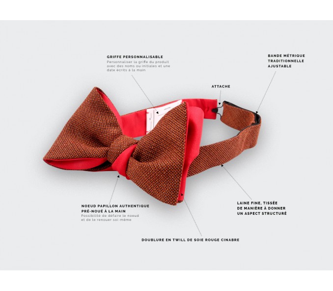 Cinabre Noeud Papillon Maille Rouille