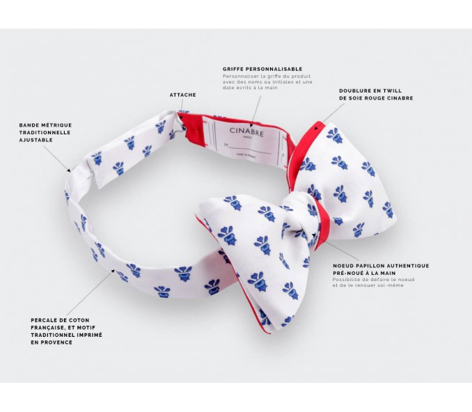 Cinabre Noeud Papillon Mistral Blanc