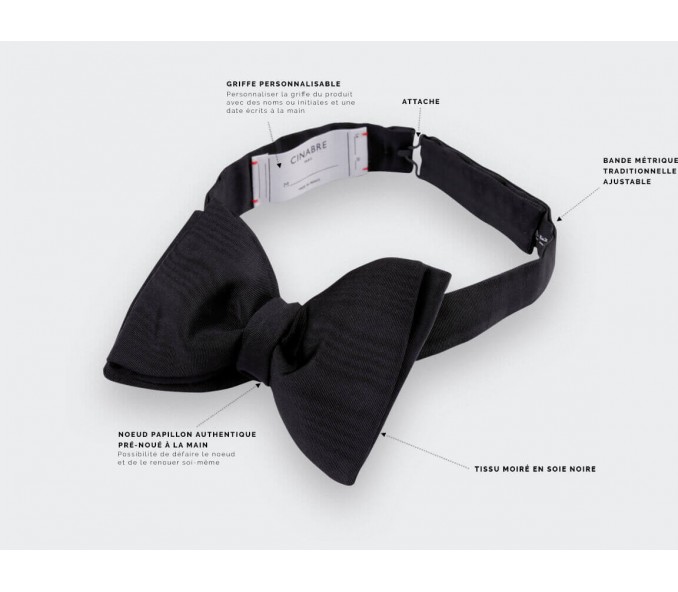 Cinabre Noeud Papillon Moiré Noir