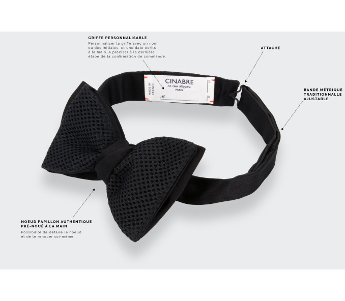 Cinabre Noeud Papillon Noir Airtex