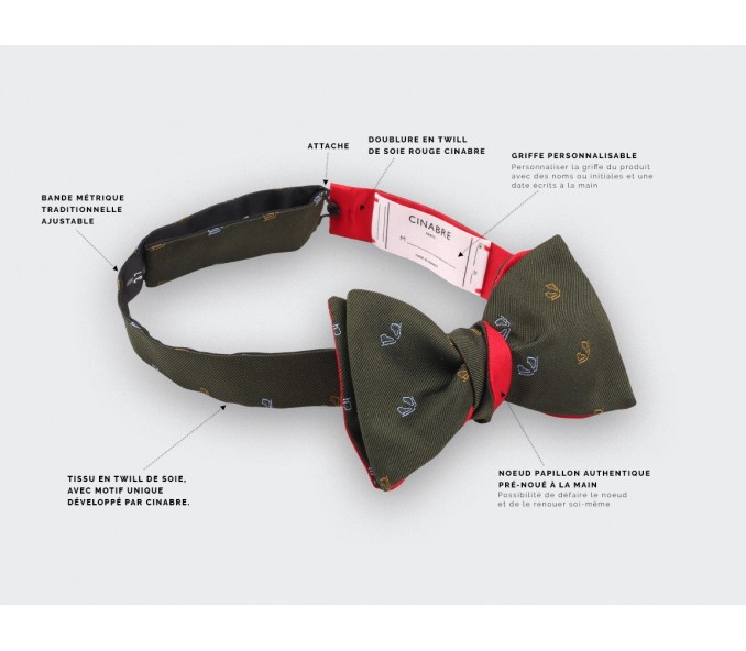 Cinabre Noeud Papillon Patins Vert