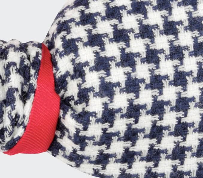 Cinabre Noeud Papillon Pied De Poule Bleu Blanc