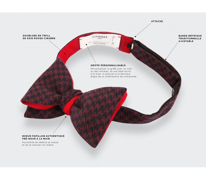 Cinabre Noeud Papillon Pied De Poule Bordeaux