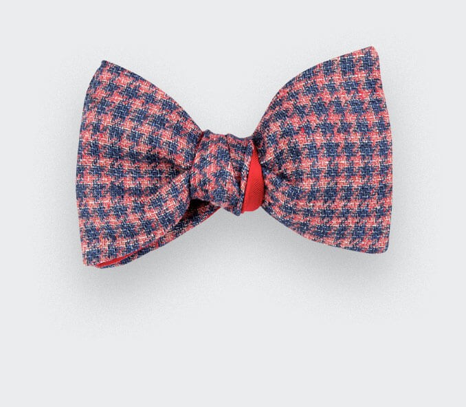 cinabre Noeud Papillon Pied de Poule Rose Bleu