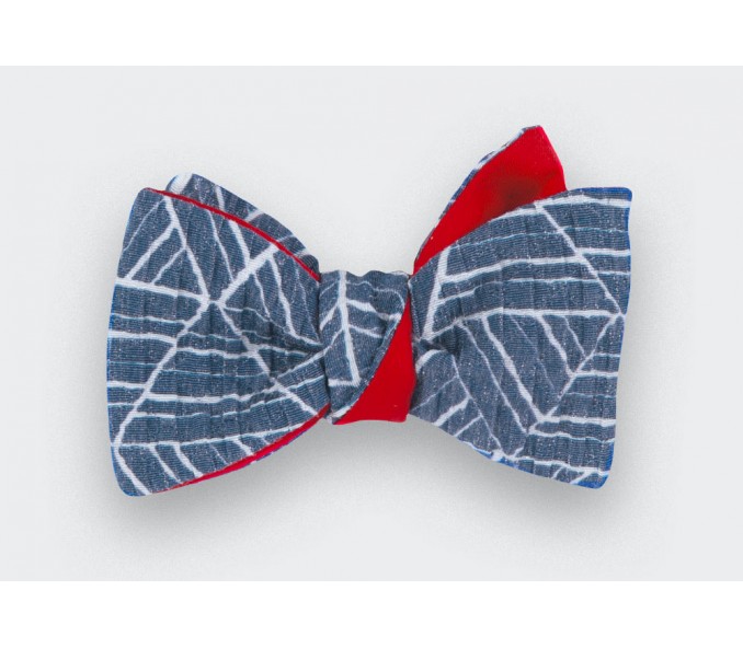 Cinabre Noeud Papillon Plissé Bleu