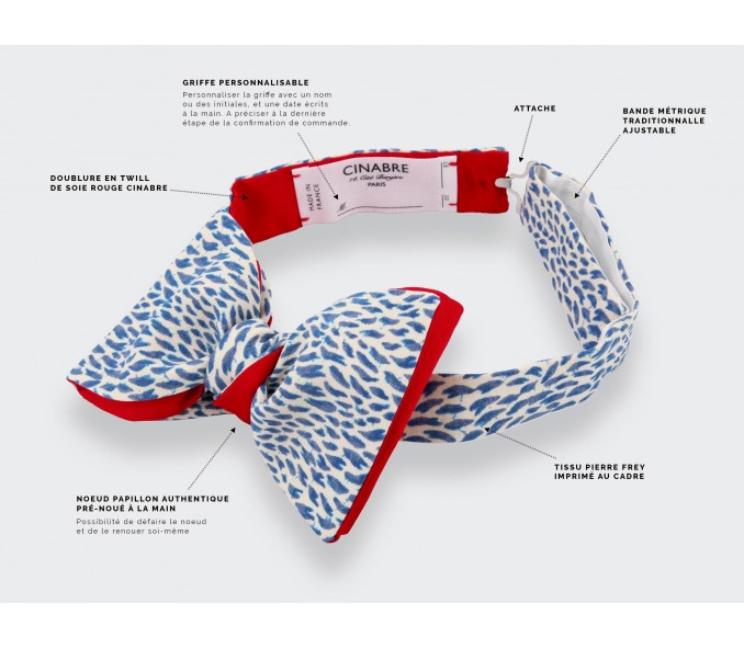 Cinabre Noeud Papillon Plumettes Bleu