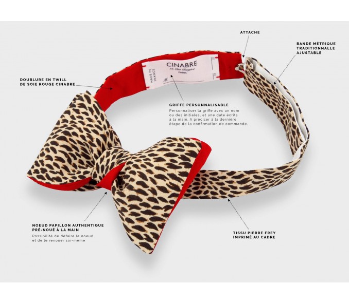 Cinabre Noeud Papillon Plumettes Marron Crème